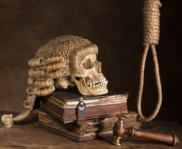 Noose and judge's wig - Фото, изображение