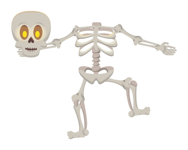 halloween skelet botten karakter pictogram - Vector, afbeelding