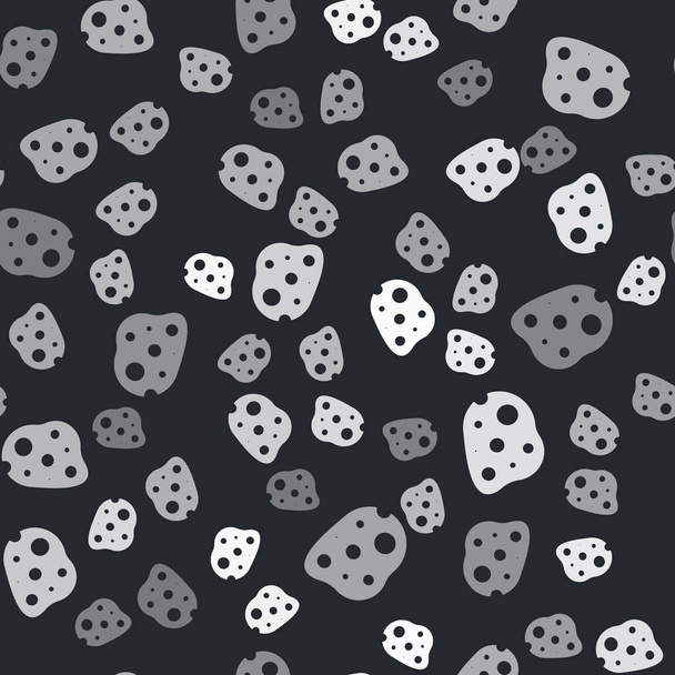 graues Asteroidensymbol isoliert nahtloses Muster auf schwarzem Hintergrund. Vektorillustration - Vektor, Bild