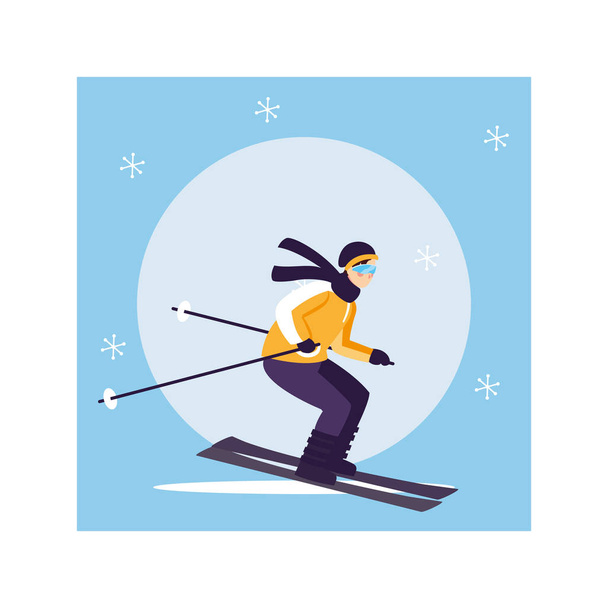 uomo con sci di montagna, sport invernali estremi
 - Vettoriali, immagini