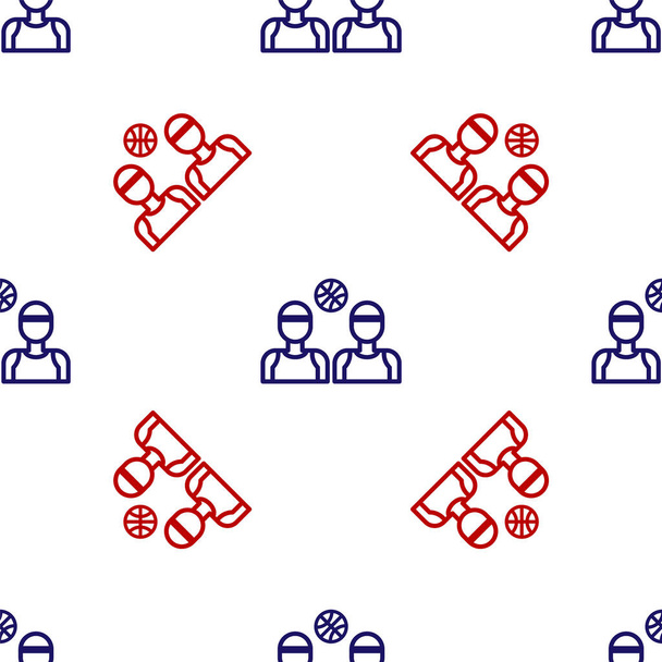 Blue and red Basketball players icon isolated seamless pattern on white background. Vector Illustration - ベクター画像