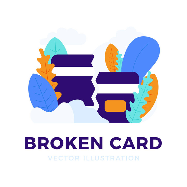 Зламана кредитна картка Векторна стокова ілюстрація на білому тлі
 - Вектор, зображення