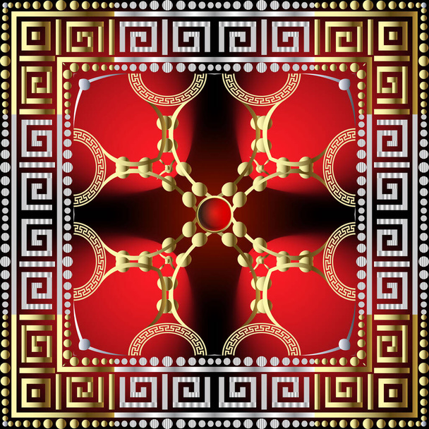 3D greckich kwadratowych ramek bezszwowy wzór. Wektorowy ornat świecący r - Wektor, obraz