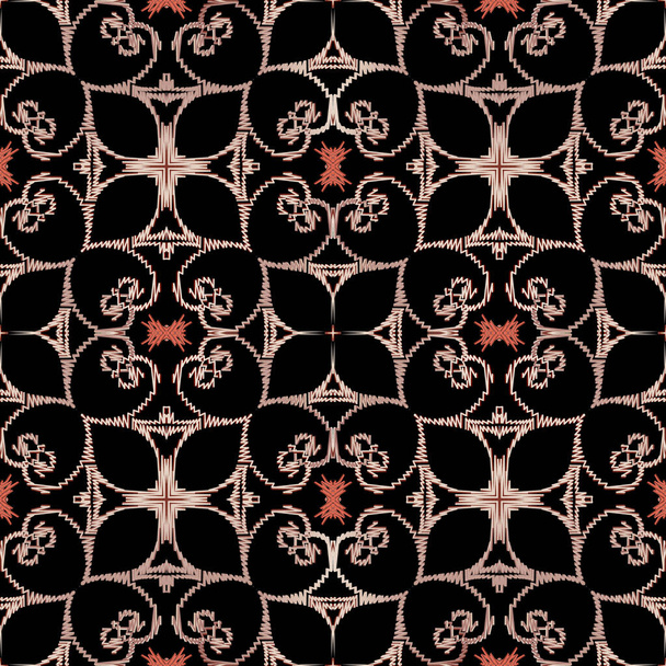 Цветная вышивка бесшовный узор. Арабескский векторный гобелен
  - Вектор,изображение