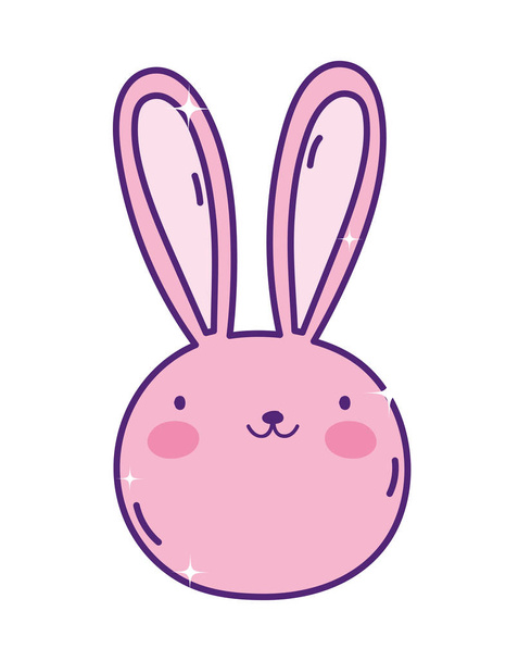 cute rabbit face adorable cartoon character icon - Vettoriali, immagini