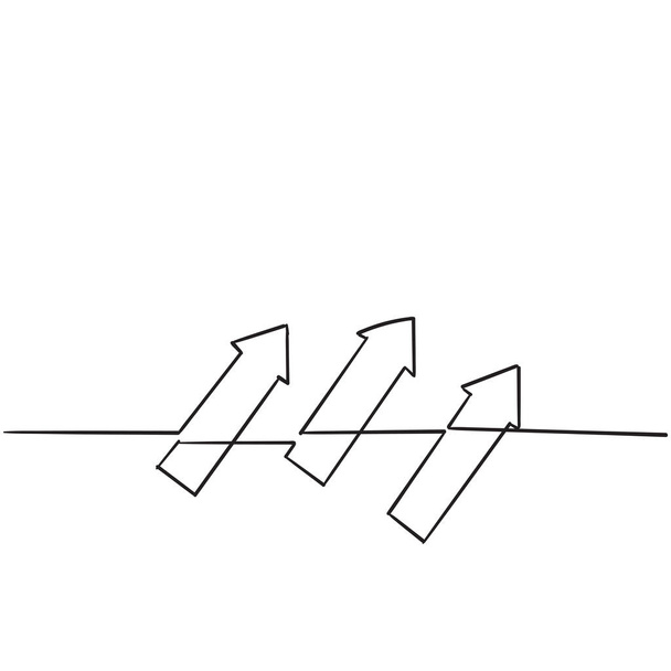 continuous line drawing of multiple arrows handdrawn style - Vector, Image