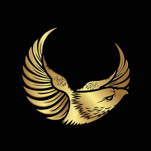 Gold Kopf des Falken Falke Adler Vektor Logo Design-Ikone veranschaulichen - Vektor, Bild