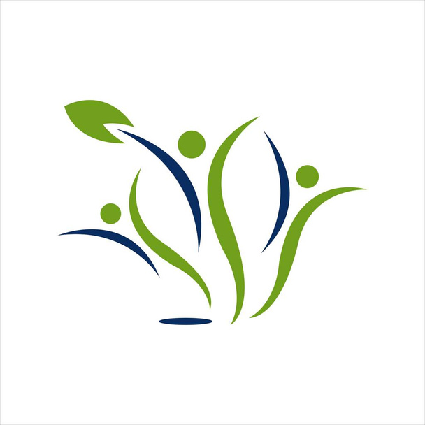 abstraktes Logo für gesunde Menschen mit pflanzlichen und grünen Elementen - Vektor, Bild