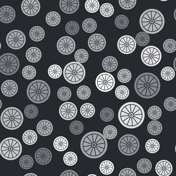 Grey Car wheel icon isolated seamless pattern on black background. Vector Illustration - Wektor, obraz