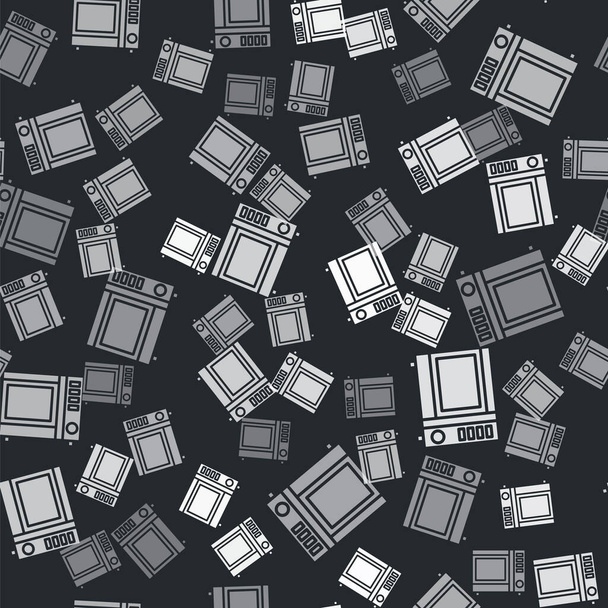 Grigio Forno a microonde icona isolato modello senza soluzione di continuità su sfondo nero. Icona elettrodomestici. Illustrazione vettoriale
 - Vettoriali, immagini
