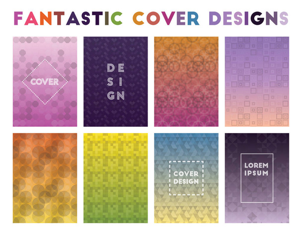 Fantastic Cover Designs Actual geometric patterns Wondrous background Vector illustration - Vector, Image