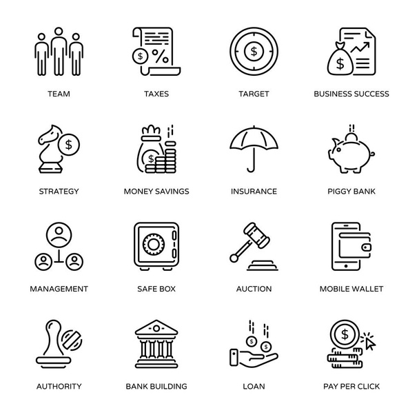 Negócios e Finanças ícones de linha fina curso editável - vetor
 - Vetor, Imagem