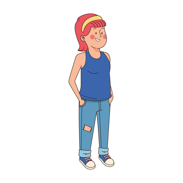 kreslené dospívající dívka na sobě ležérní oblečení - Vektor, obrázek