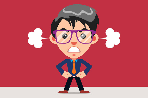Irritado Anger Employee Personagem dos desenhos animados
 - Vetor, Imagem