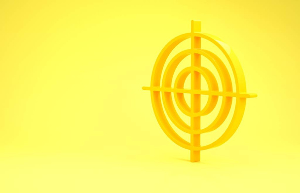 Yellow Target sport for shooting competition icon isolated on yellow background. Clean target with numbers for shooting range or shooting. Minimalism concept. 3d illustration 3D render - Photo, Image