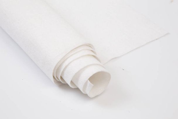 Roll of white Thick fabric on the white background - Photo, Image