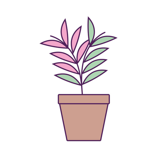 potted leaves plant fill line - Vector, Imagen