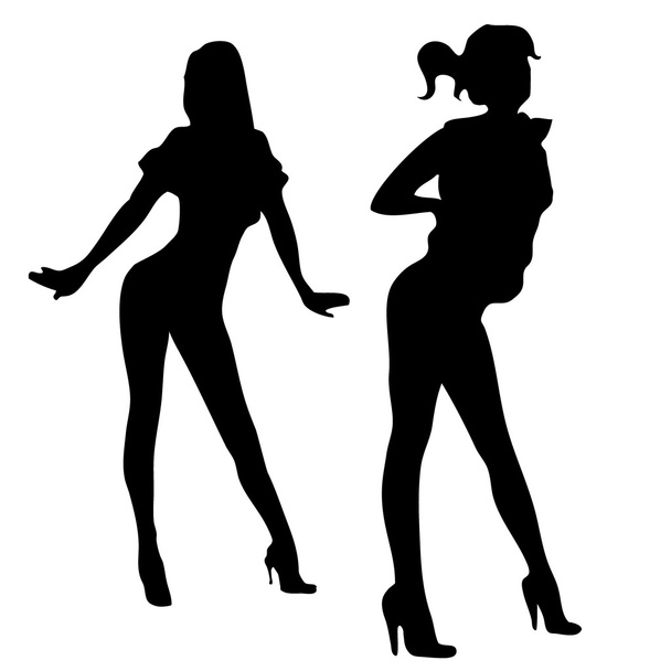 mooie meisjes silhouetten met lange benen - Foto, afbeelding