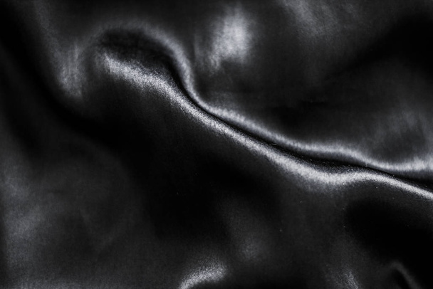 Luxus schwarze weiche Seide flache Hintergrundstruktur, Urlaub Glamour - Foto, Bild