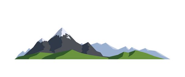 Mountain landscape vector illustration. Silhouette rocks. Panoramic view isolated on white background. Can be used for climbing, expedition, camping, adventures in nature and so on. - Vector, Image