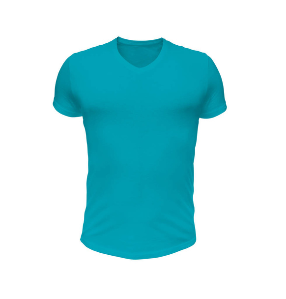 Esta incrível camiseta Mock Up In Scuba Blue Color é um trabalho profissional de um designer
. - Foto, Imagem