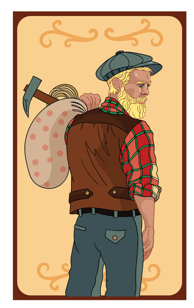 Jóképű steampunk férfi illusztráció. Színes játékkártya karakter. - Fotó, kép