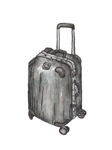 kufry pro cestování na bílém pozadí, Akvarel ilustrace - Fotografie, Obrázek