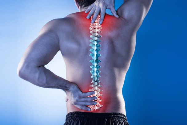 Young Man With Pain In His Back - Photo, Image