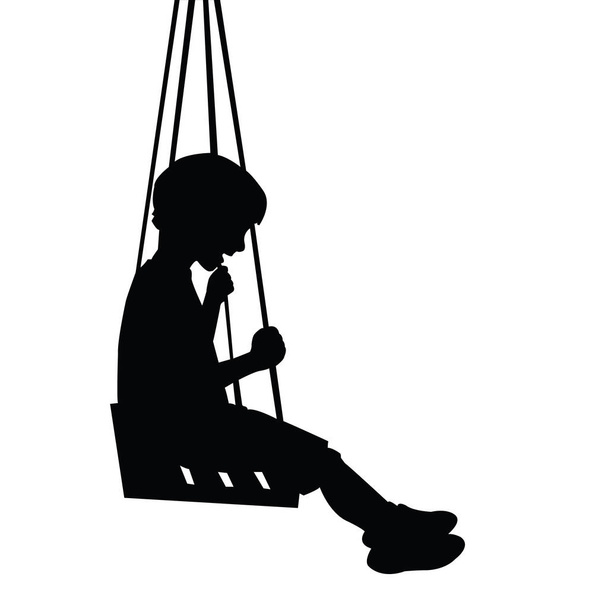 child swinging, silhouette vector - Vector, Image