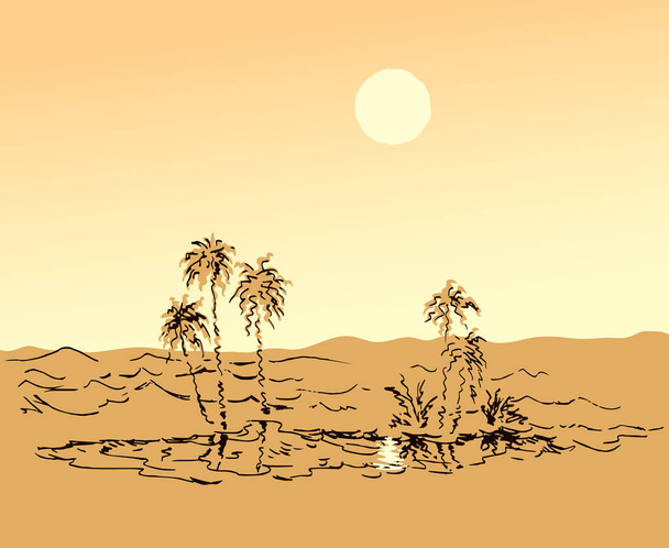 Ο Μιράζ στην έρημο. Διανυσματικό σχέδιο - Διάνυσμα, εικόνα