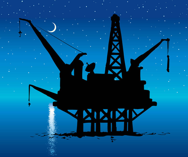 Equipamento petrolífero offshore. Ilustração de estilo de tinta vetorial
 - Vetor, Imagem