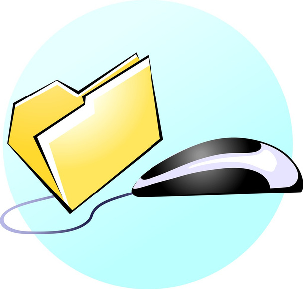 Optical mouse with folder - Vektor, Bild