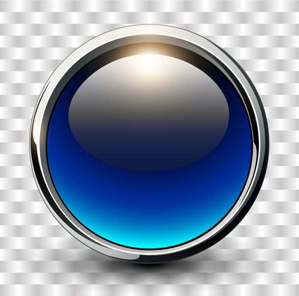Blue shiny button  - Vektori, kuva