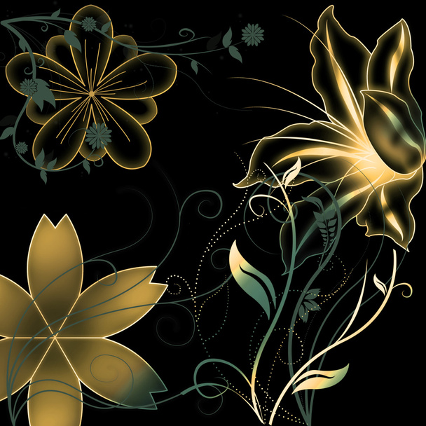 Beautiful illustrated flower background design with gradient - Фото, изображение