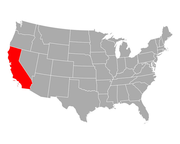 Mapa Kalifornie v USA - Vektor, obrázek