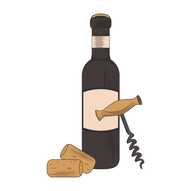 şarap kadehi ve tirbuşon simgesi - Vektör, Görsel