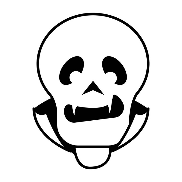 halloween schedel hoofd geïsoleerd pictogram - Vector, afbeelding