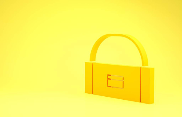 Yellow Case or box container for wobbler and gear fishing equipment icon isolated on yellow background. Fishing tackle. Minimalism concept. 3d illustration 3D render - Φωτογραφία, εικόνα