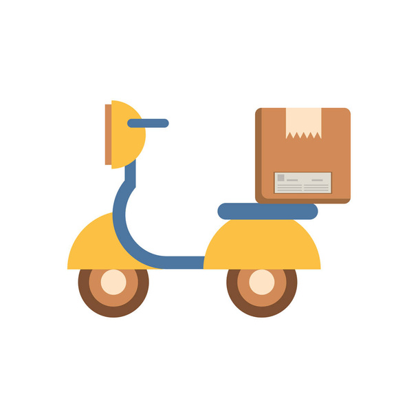 motorcycle vehicle with box packing postal service - Vector, Image