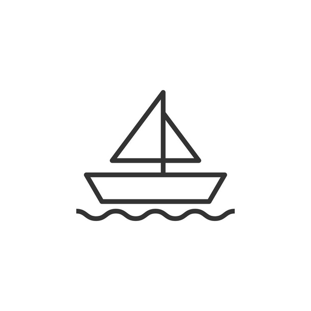 Tourism ship icon in flat style. Fishing boat vector illustratio - Vector, imagen