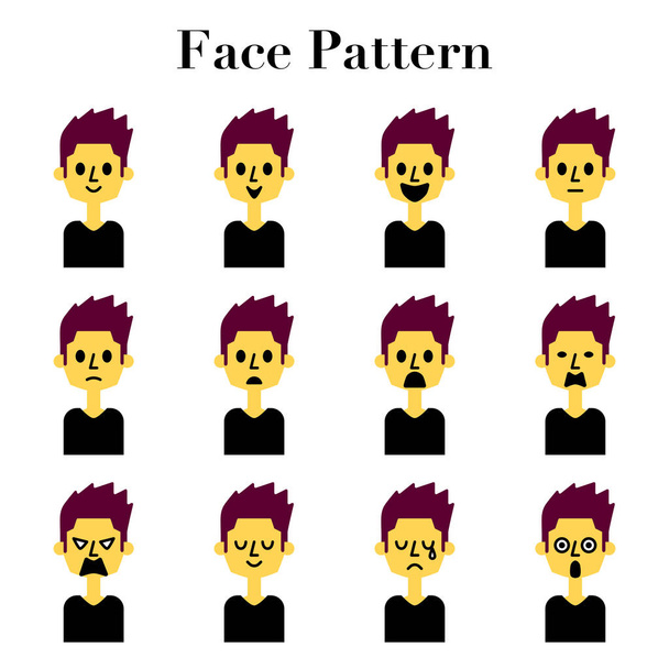 Patrón de rostros masculinos, simplemente ilustración vectorial
  - Vector, Imagen