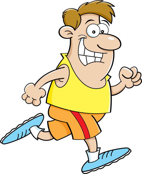 Мультфильм человек бежит
 - Вектор,изображение