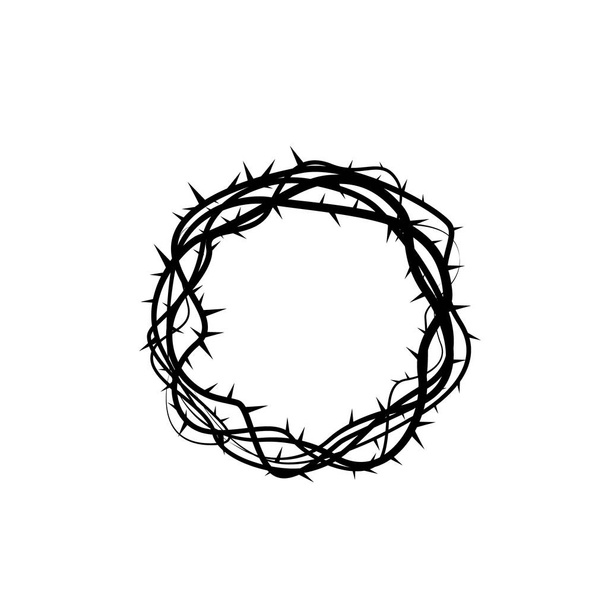 corona de espinas, Pascua, símbolo religioso del cristianismo dibujado a mano vector ilustración boceto logo
 - Vector, imagen