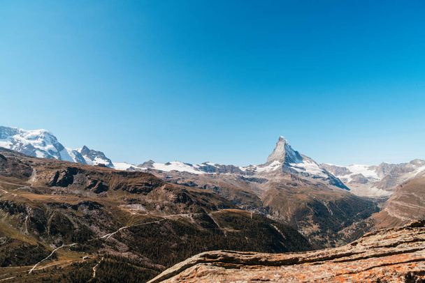 views of the Matterhorn peak in Zermatt, Switzerland. - Zdjęcie, obraz