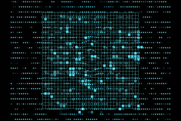 Abstract tech background. Matrix particles grid virtual reality. Smart build. Grid core. Hardware quantum form - Photo, Image