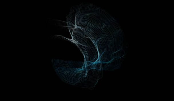 Abstract creative modern ultra wide background. Neon glowing twisted cosmic lines. Beautiful swirls, bright turbulence curls. Smooth astronomy vortex structure - Photo, Image