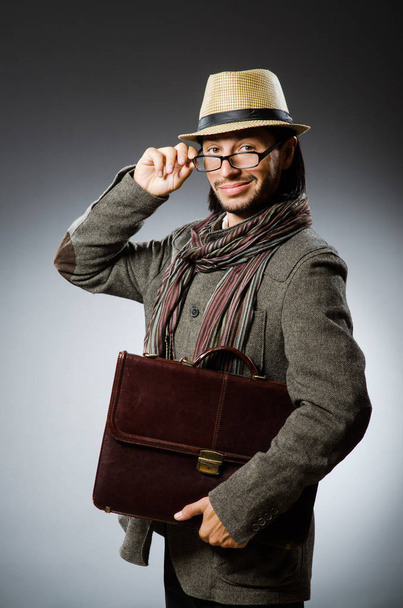 Man wearing vintage hat in funny concept - Photo, image