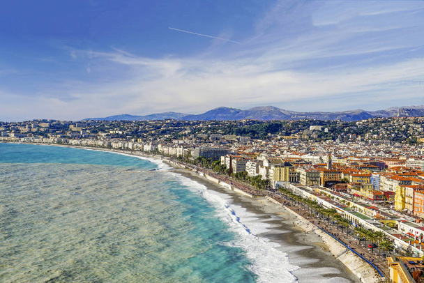 1_Panorama at the Gulf of Angels and Boulevard The English Walk, Nice , France.                                - 写真・画像