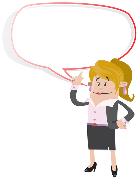 Businesswoman Buddy with Speech Bubble - Vector, Image