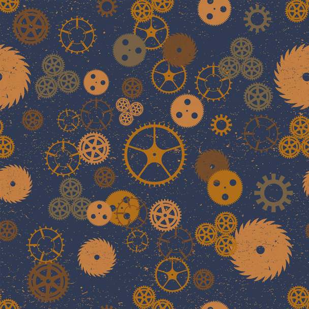 Бесшовный повторяющийся векторный рисунок текстурированных колёс стимпанк-шестерней
 - Вектор,изображение